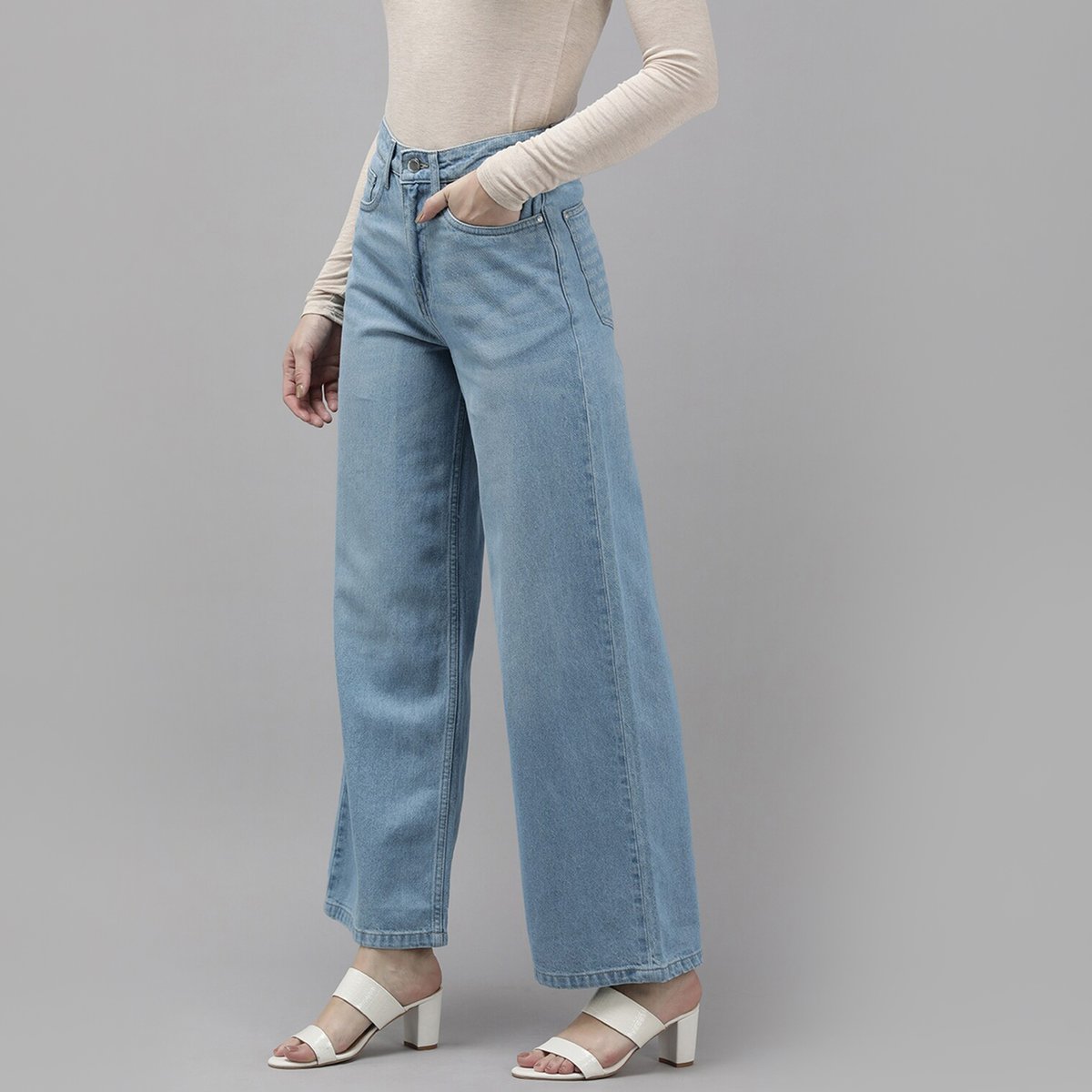 Van Heusen Light Wash Wide Leg Jeans