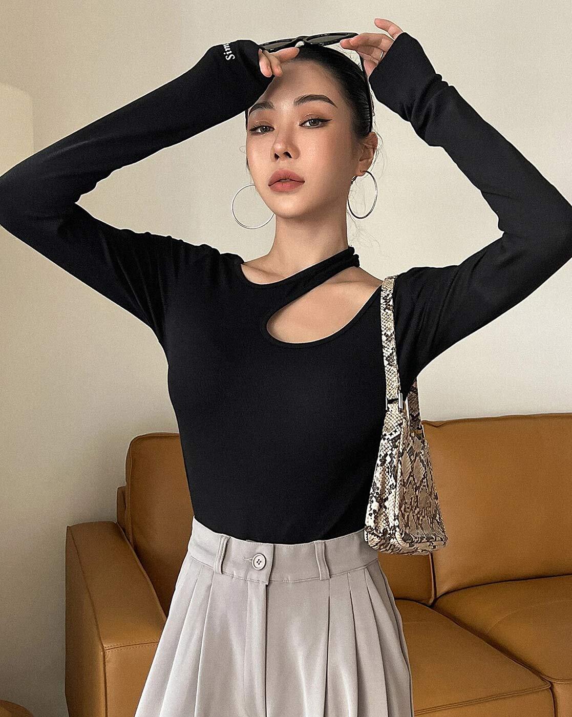 Women Black Slim Fit Top