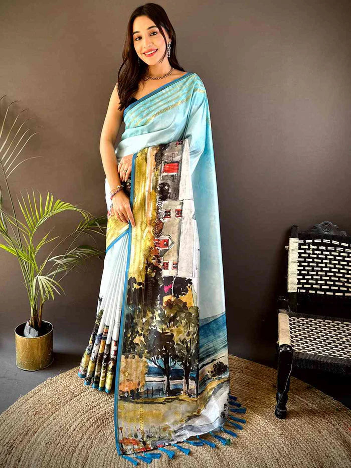Japanese Freehand Digital Print Saree