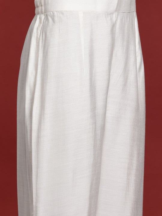 Floral Embroidered Lace Detailed Layered Kurta & Trousers With Dupatta
