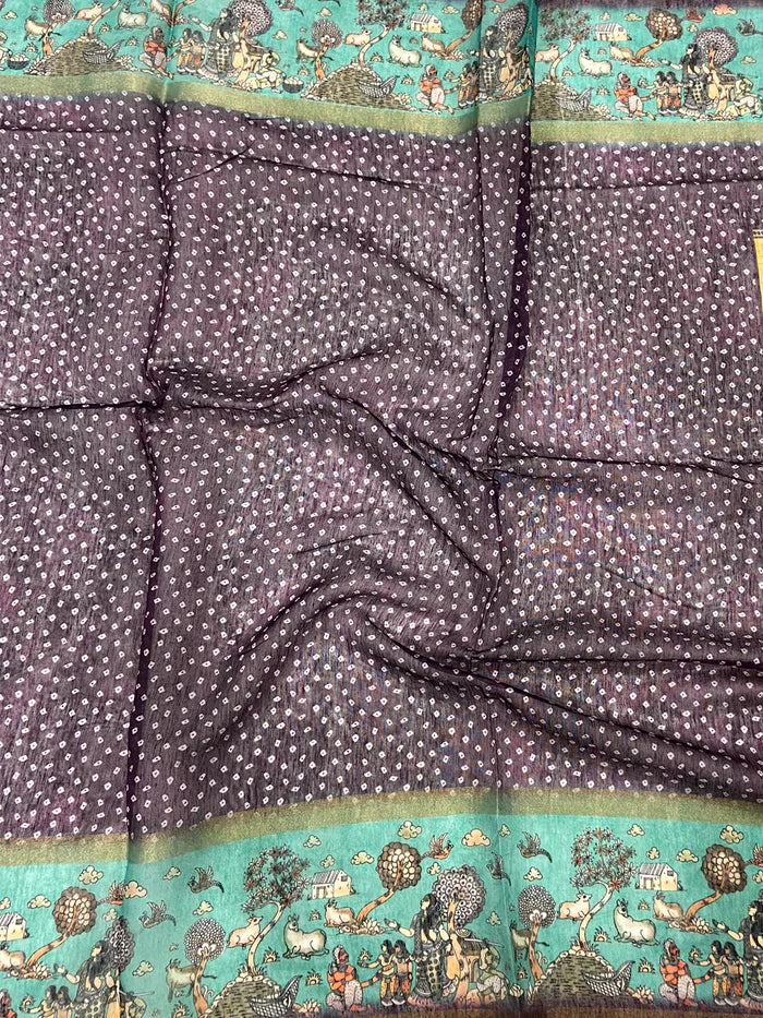 Graceful Soft Chanderi Cotton Bandhej Print Saree
