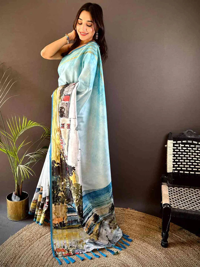 Japanese Freehand Digital Print Saree