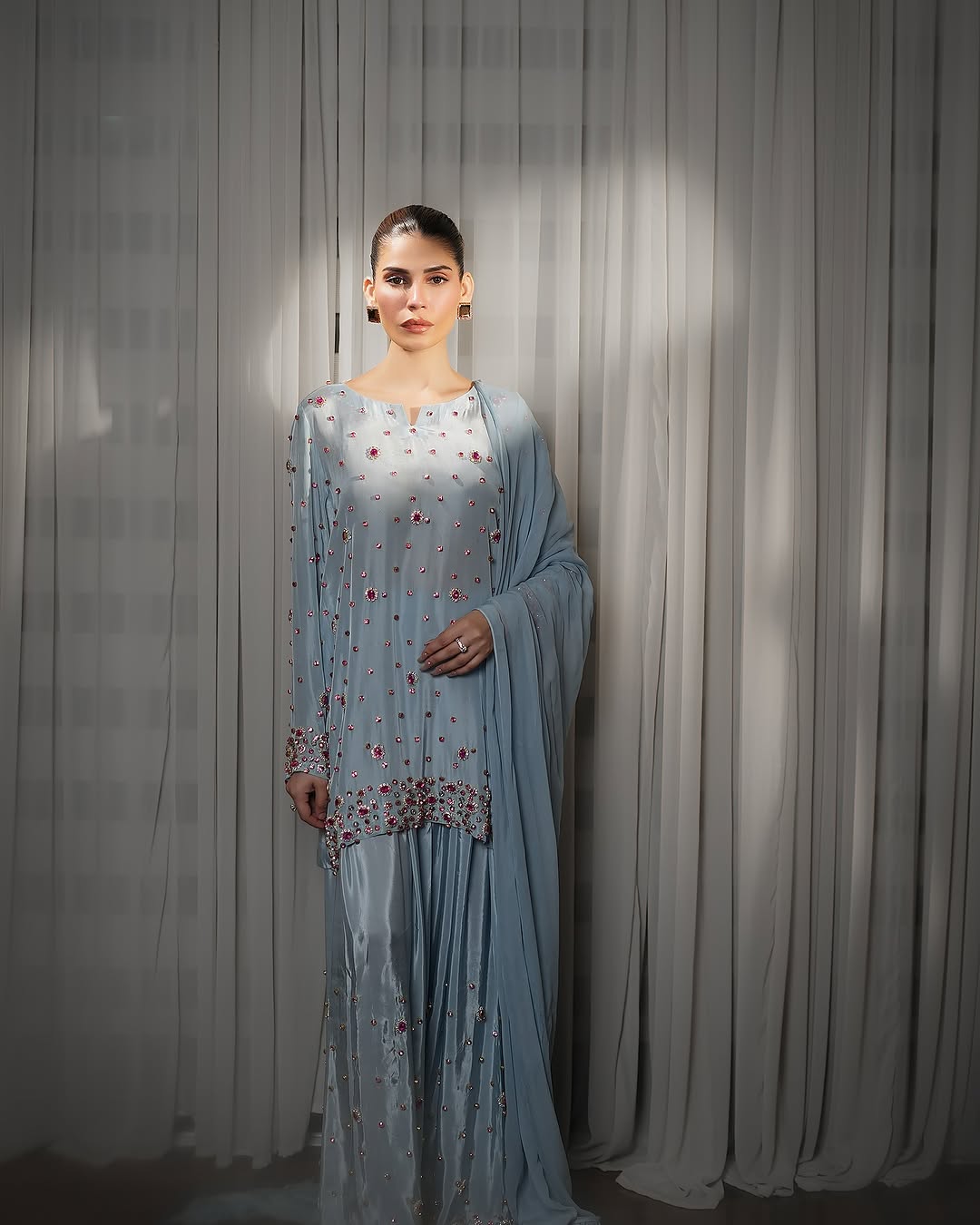 Blue Farshi salwar suit with dupatta
