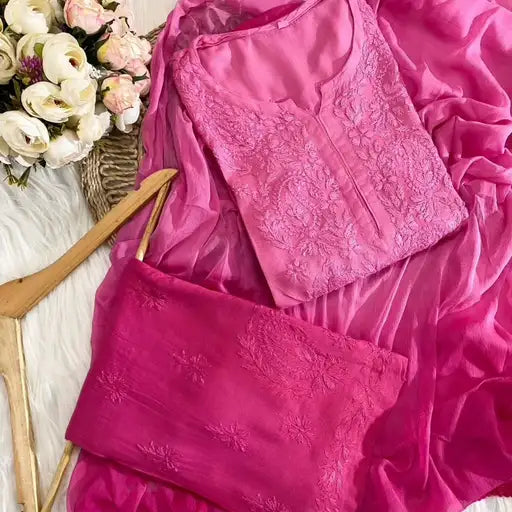Ombre Reyon 3PC Chikankari Set