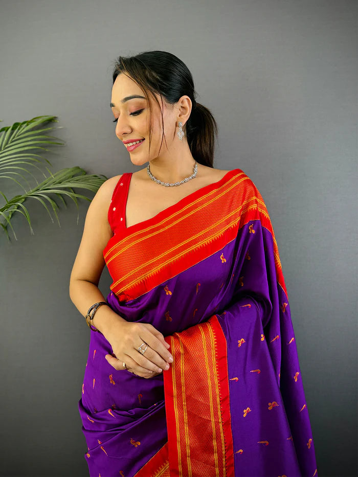 Navy Soft Silk Paithani Saree