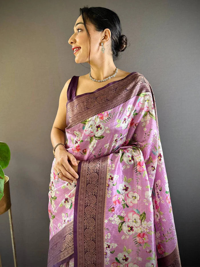 Blush Radiance Pink Floral Saree