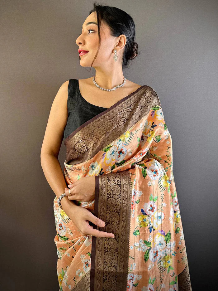 Blush Radiance Pink Floral Saree