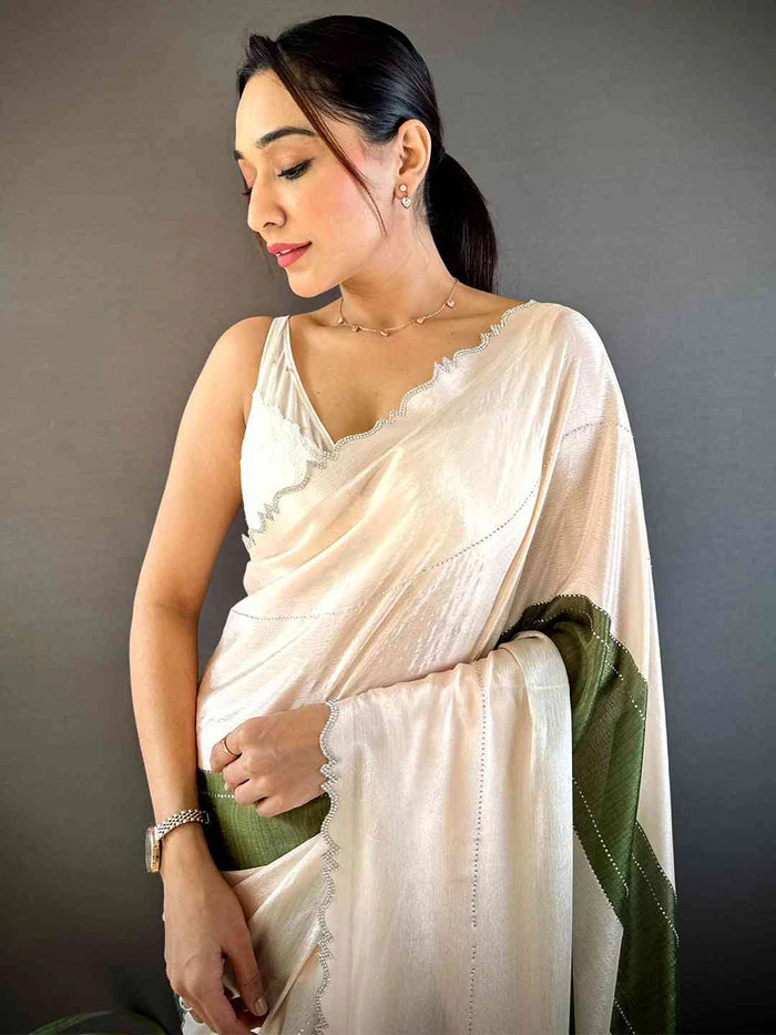 Opulent Charm Stone-Studded Chiffon Saree