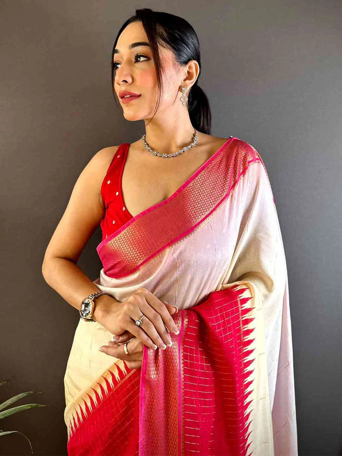 Radiance Cotton Viscose Zari Check Ombre Saree