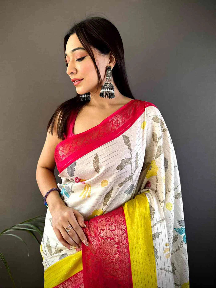 Elegant Birdsong Dola Silk Saree