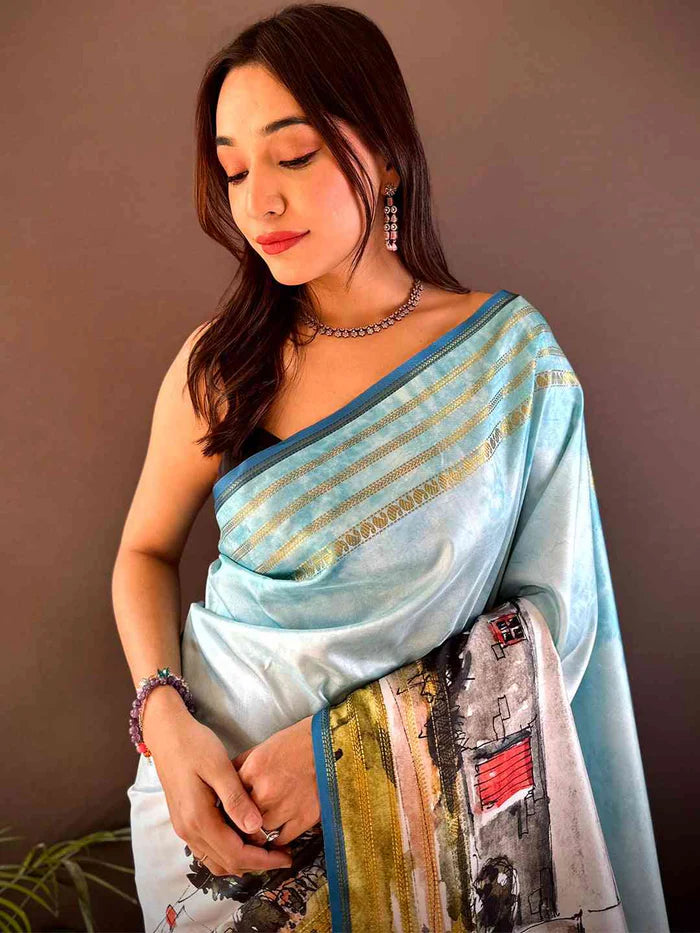 Japanese Freehand Digital Print Saree