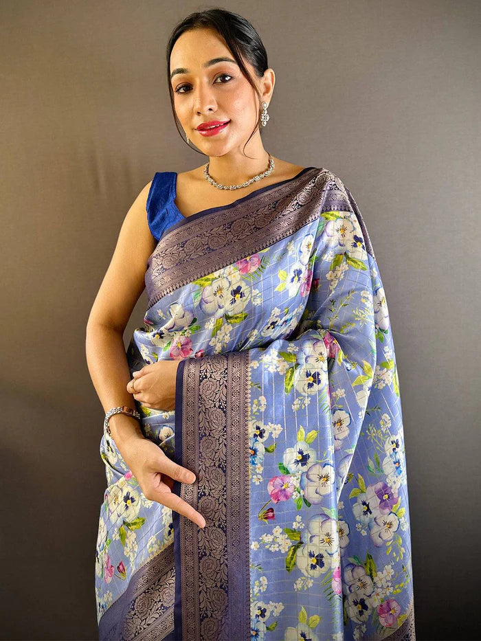 Blush Radiance Pink Floral Saree