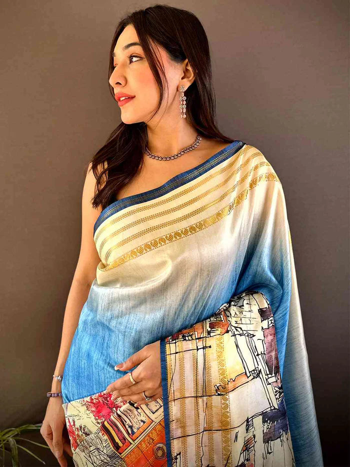 Japanese Freehand Digital Print Saree