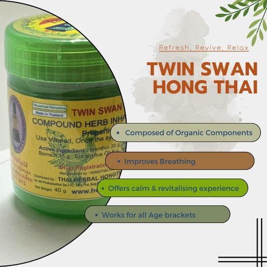 TWIN SWAN HONGTHAI™ Thai Herb Inhaler Traditional Thailand Herbal Inhalant