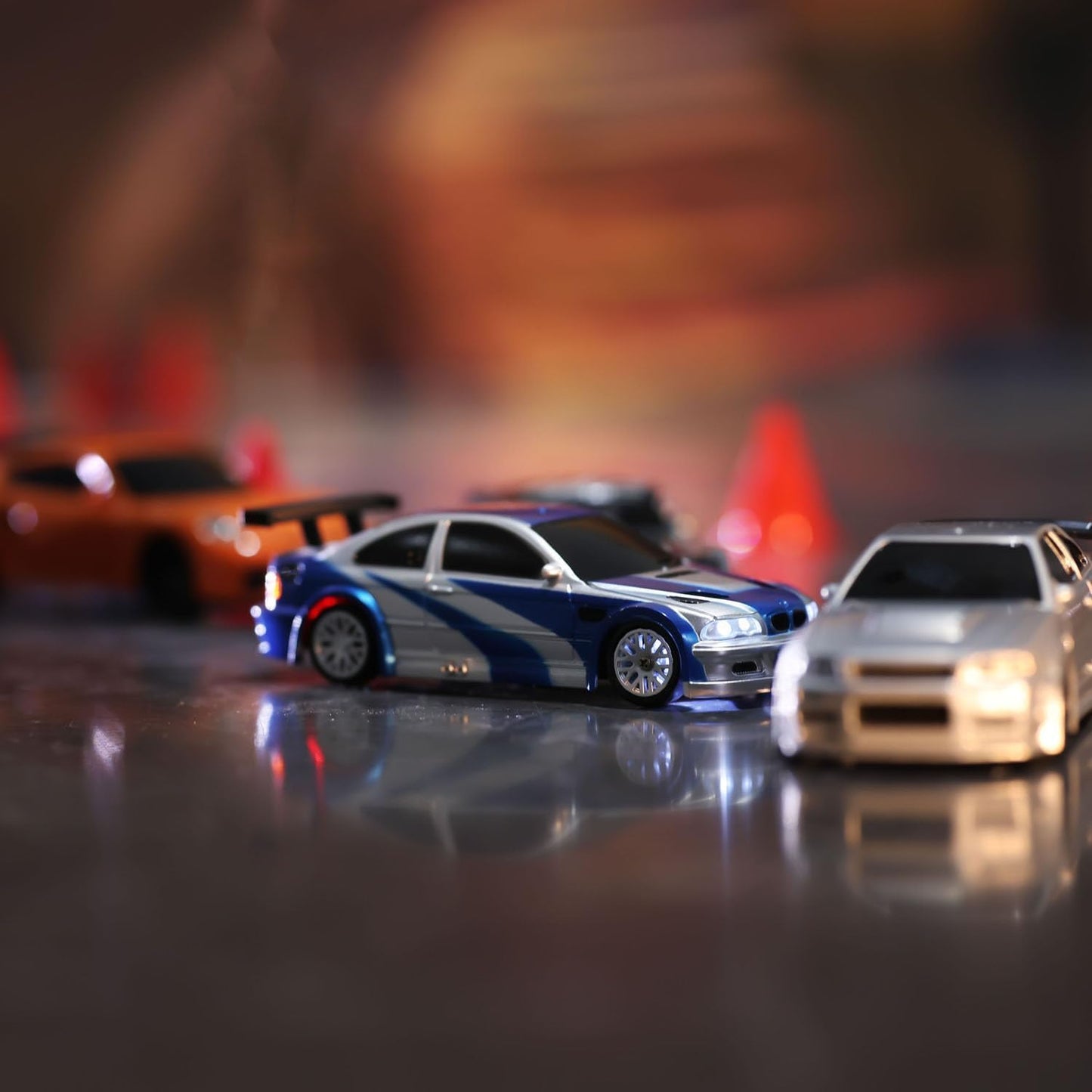 Remote Control Mini Drift Car Race Car Toy Radio Lights Traffic Safety Cone Without A Gyro Blue