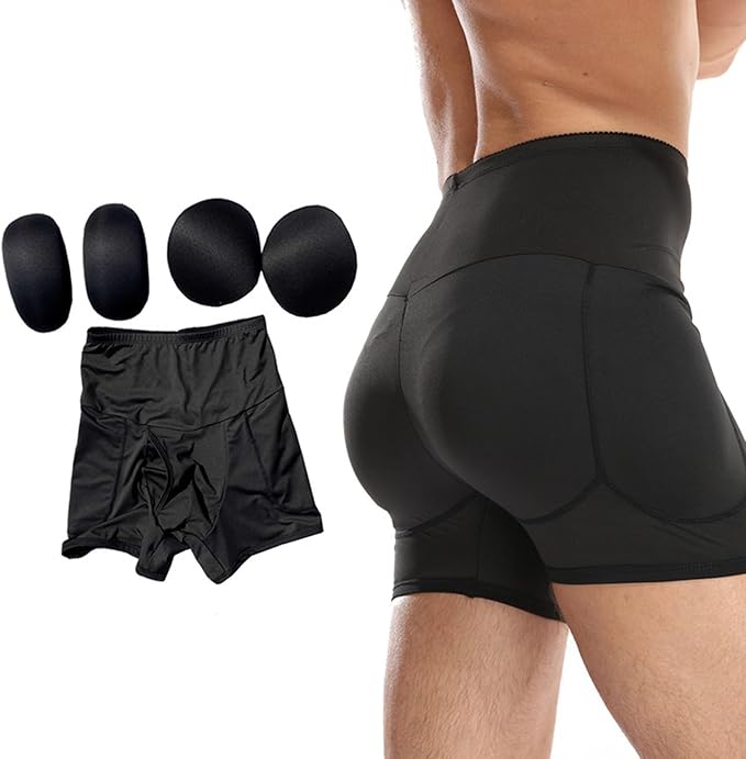 Men's Enhancer Padding Boxer Briefs Butt and Side Butt Lifter Shapewear Hip Underwear