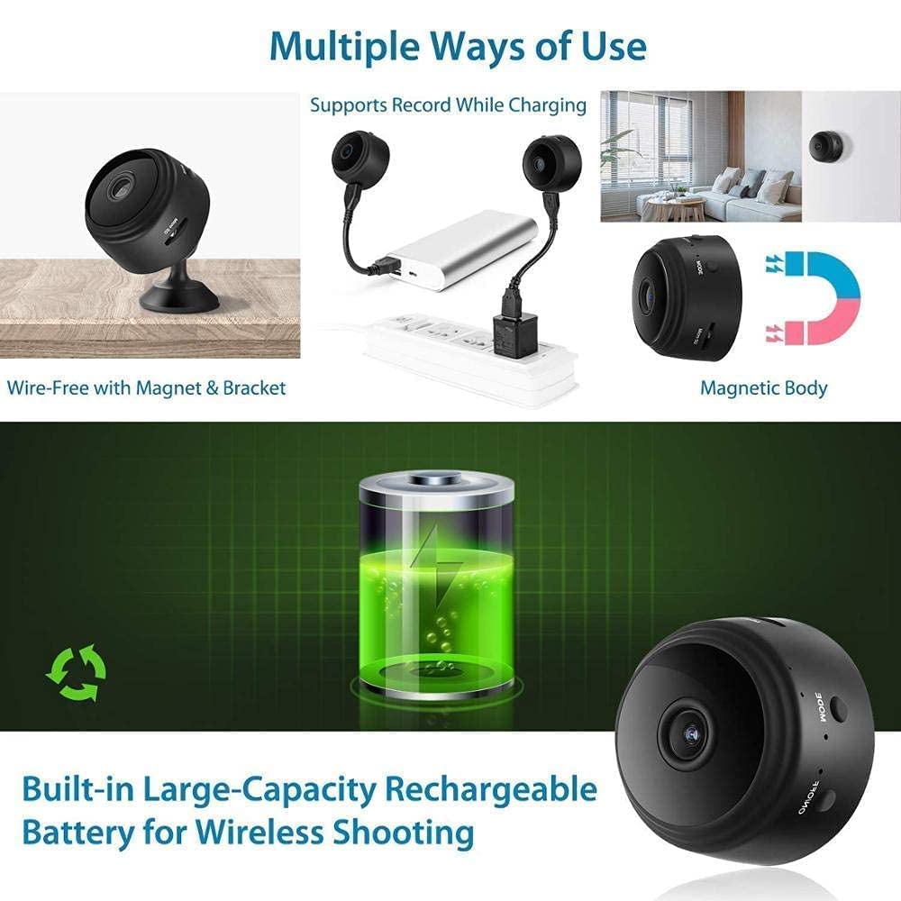 TECHNOVIEW Wireless WiFi, HD 1080p Mini Portable Security Camera