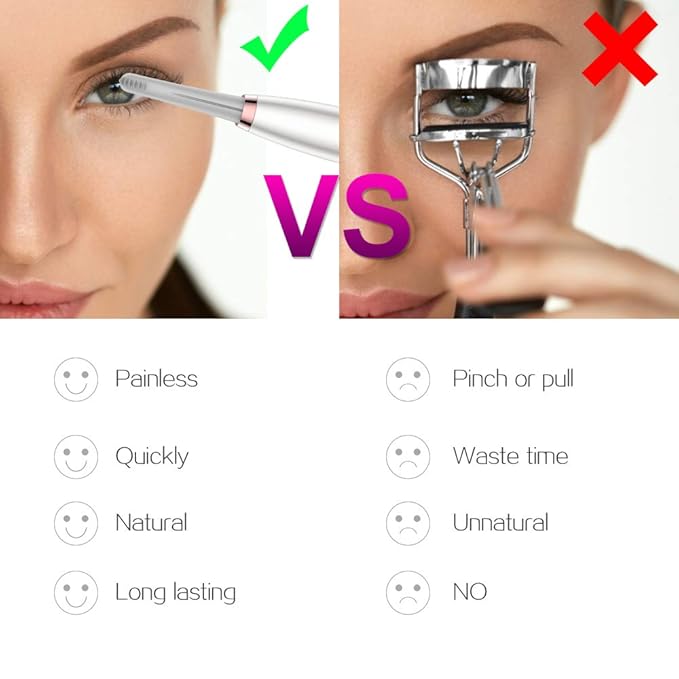 Upgraded Heated Eyelash Curler Rechargeable Lashes Curlers with Longer Silicone Heating Curl Comb, 3-level Adjustable Temperature, Painless Quick Natural Curling