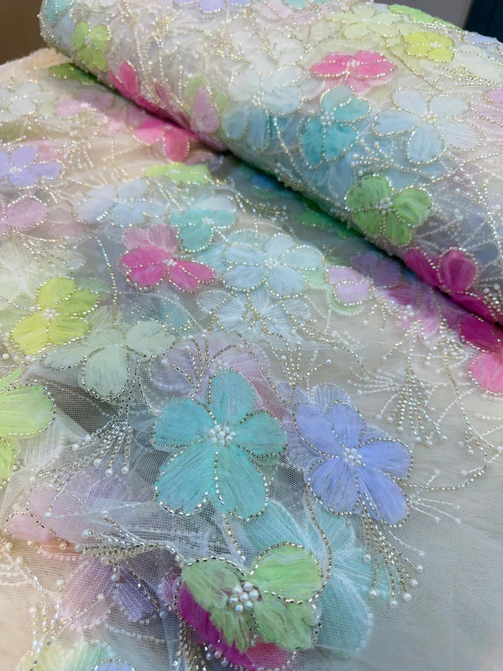 Fiza Applique Handwork Net Embroidery 54 inch width