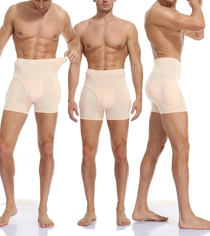 Men's Enhancer Padding Boxer Briefs Butt and Side Butt Lifter Shapewear Hip Underwear