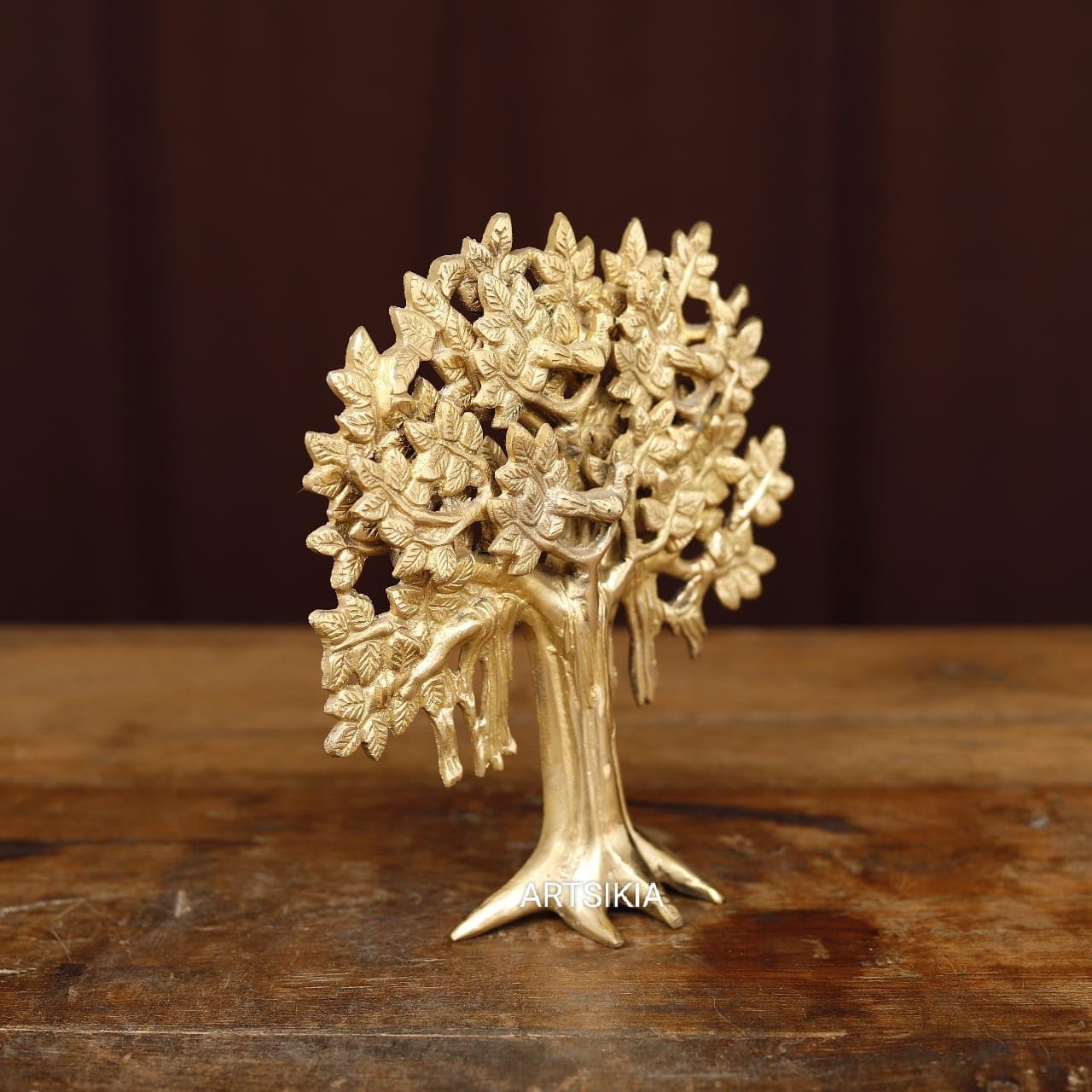 ARTSIKIA Brass Kalpvriksha Tree of Life for Table & Wall Hanging Tree Home Decoration Item Decorative Brass Tree Weight 1.330 kg 8.5×8×2.5 inches