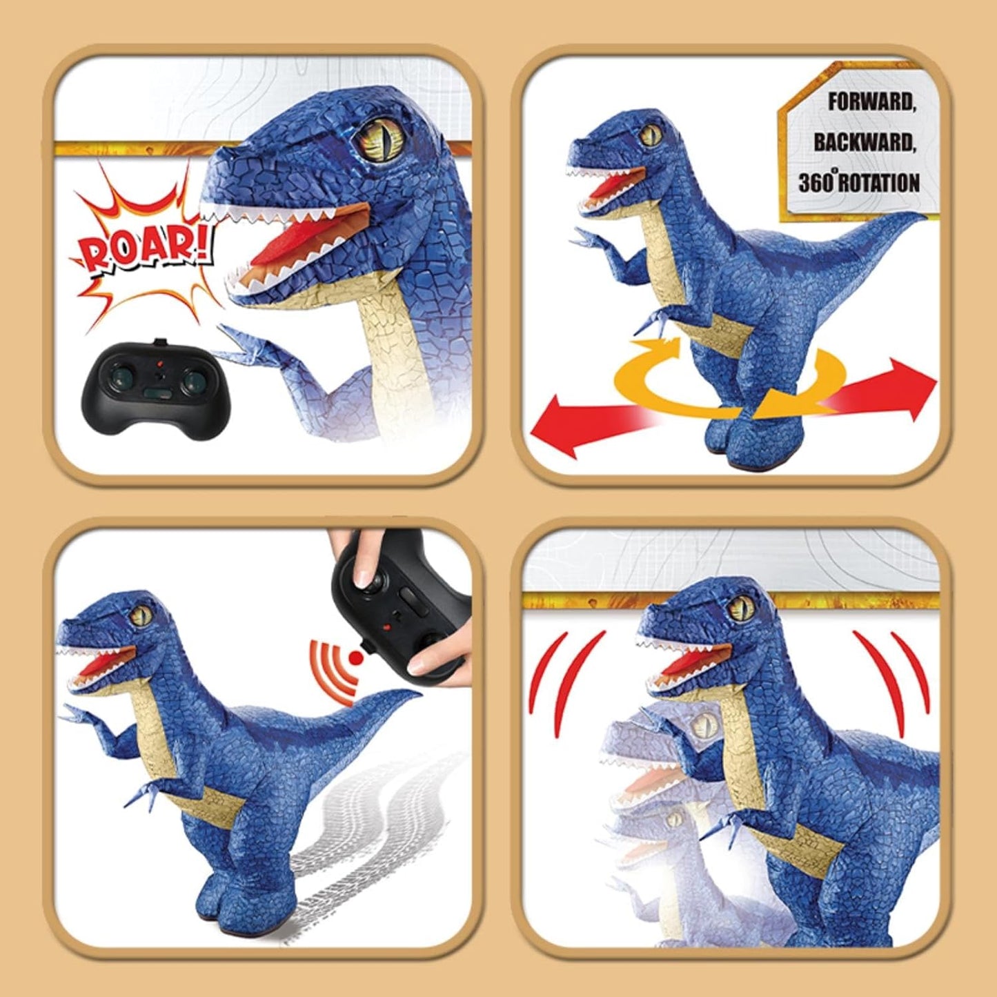 PUIEAUST Electric Inflatable Remote Control Dinosaur Large Children's Toy