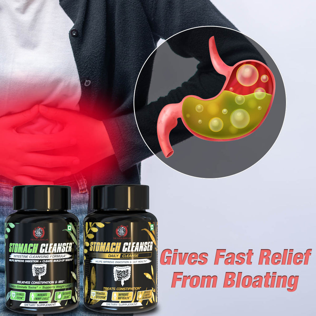 STOMACH CLEANSER KIT- Intestine Detox + Daily Fiber Cleanse (2 Ayurvedic Supplements) | Probiotic Soluble Fiber Formula For Smooth Bowel Movement | 100% Natural