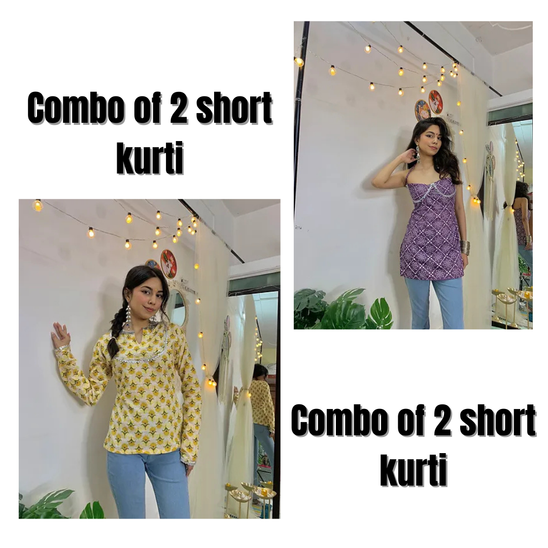 Combo of 2 Trendy Prints Mini Kurti