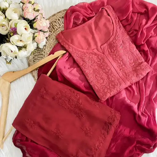 Ombre Reyon 3PC Chikankari Set