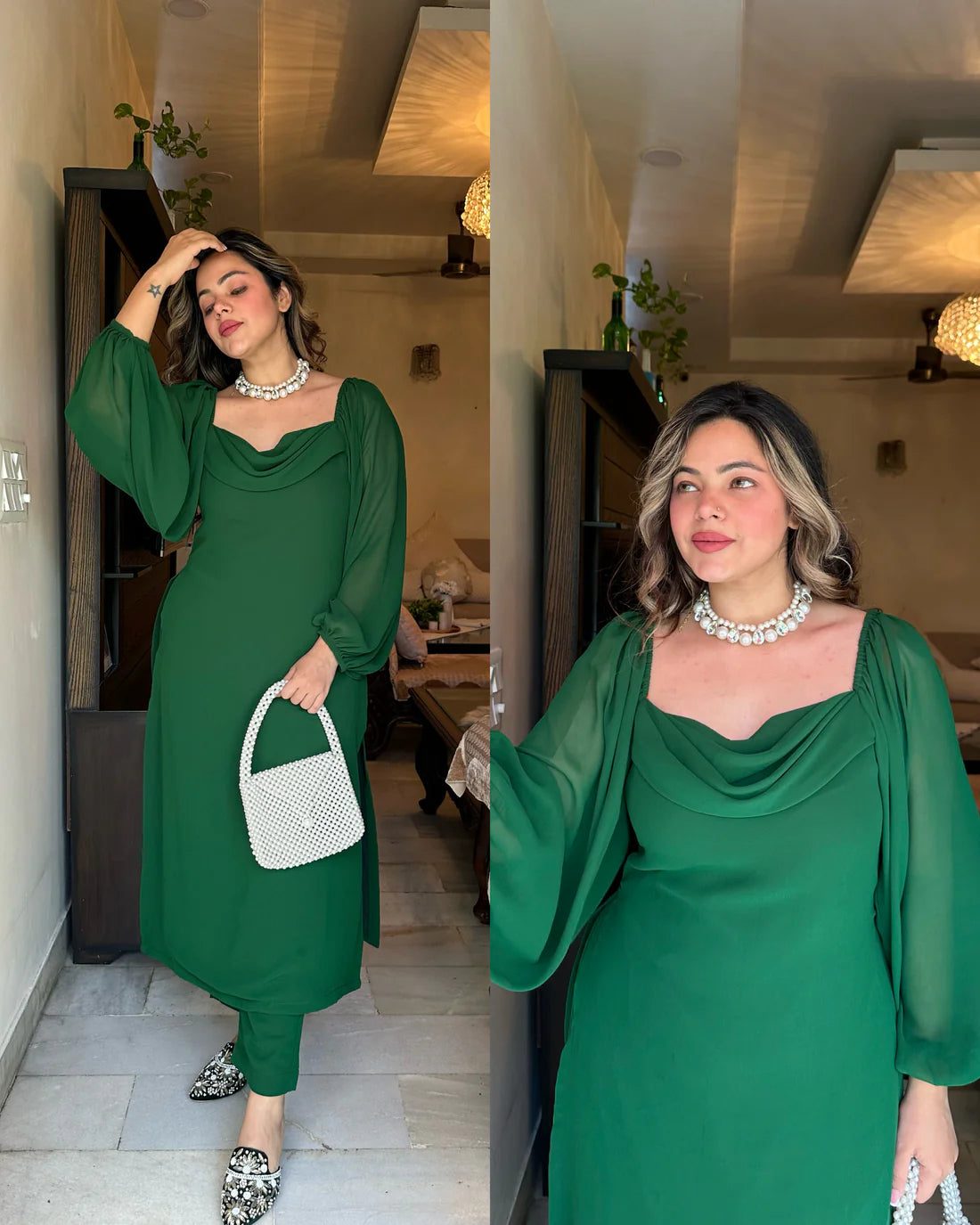 Cowl Kurta Set