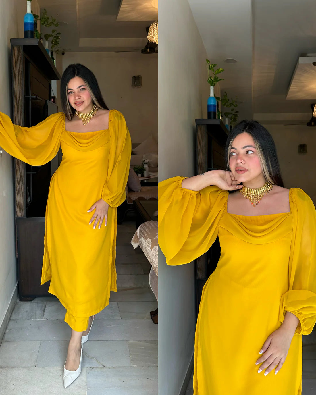 Cowl Kurta Set