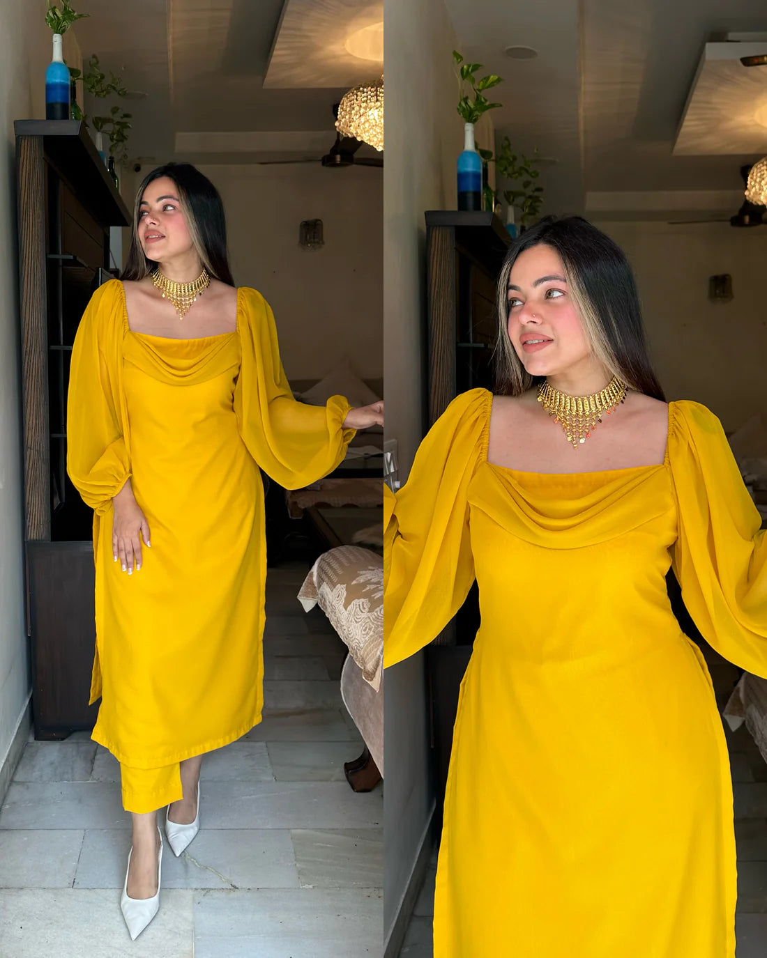 Cowl Kurta Set