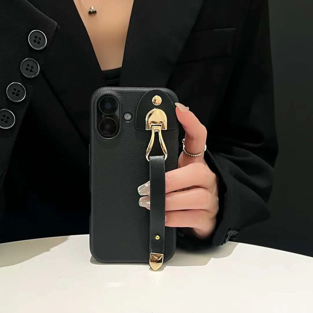Combo of 2 Leather Finish iPhone Case With Anti Fall Holder