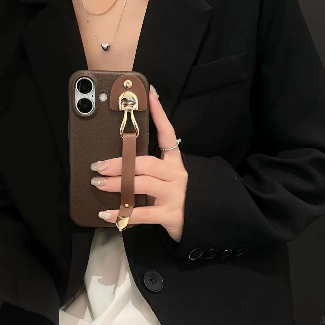 Combo of 2 Leather Finish iPhone Case With Anti Fall Holder