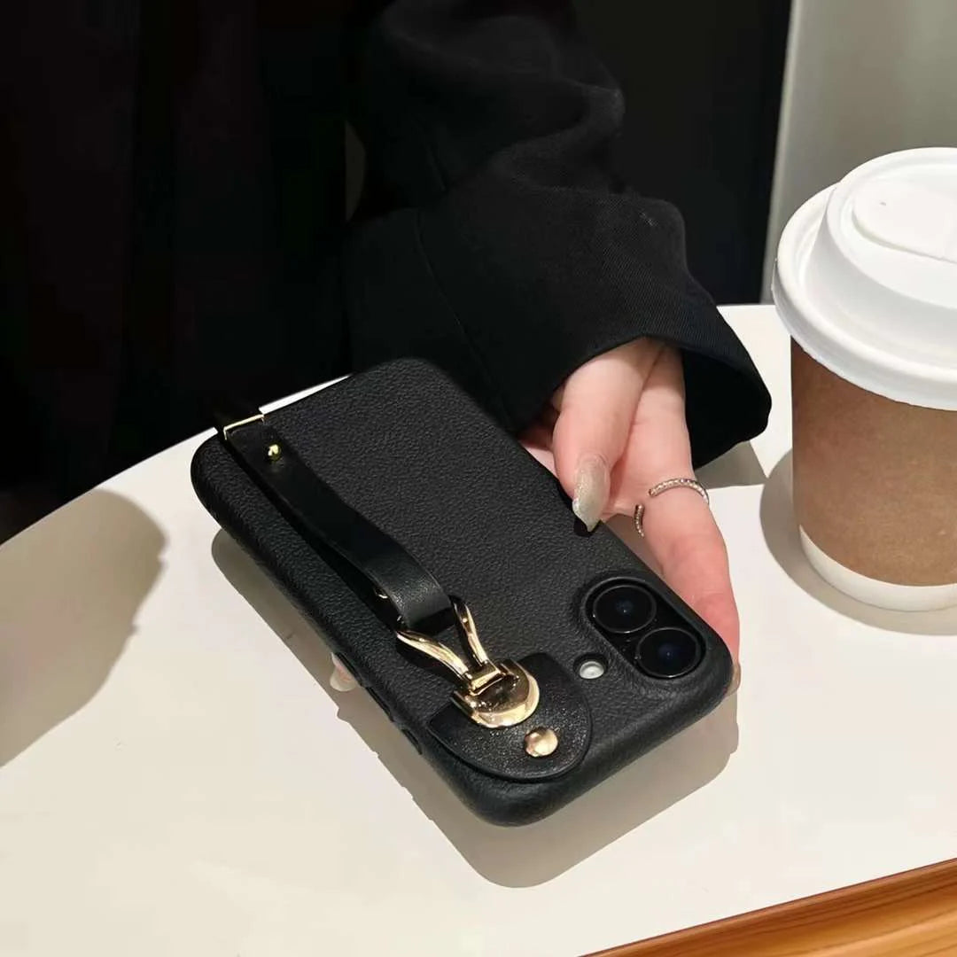 Combo of 2 Leather Finish iPhone Case With Anti Fall Holder