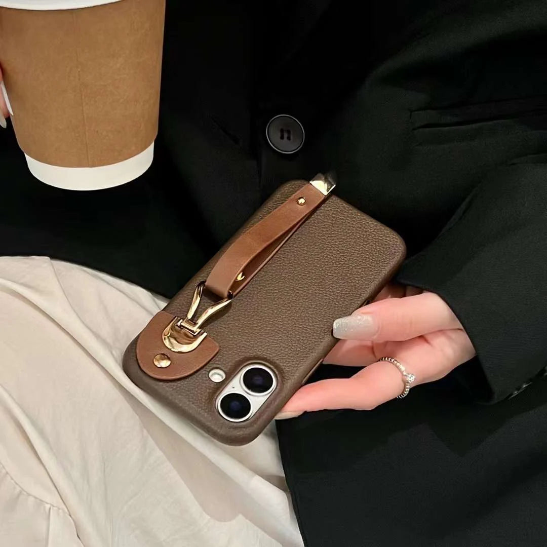 Combo of 2 Leather Finish iPhone Case With Anti Fall Holder