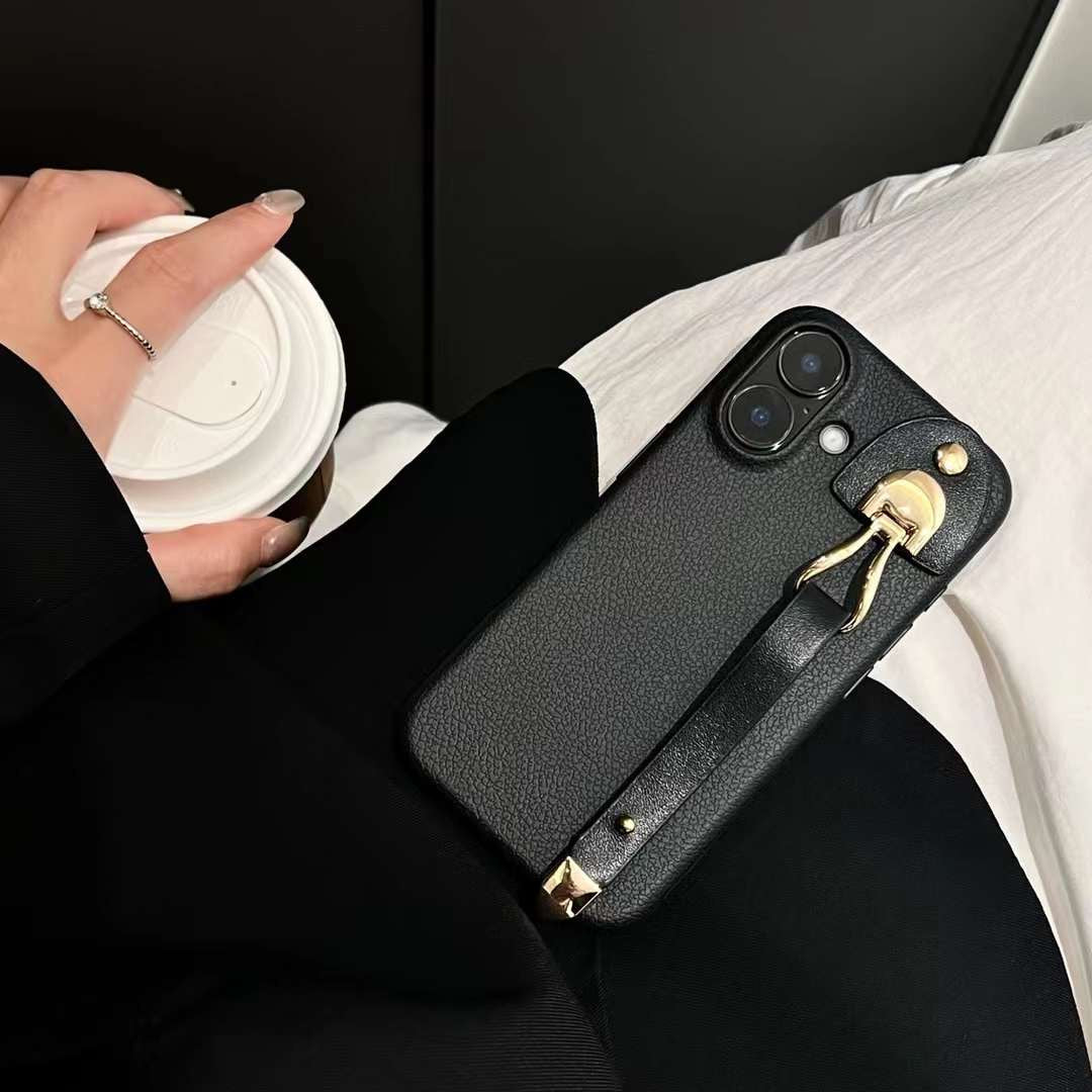 Combo of 2 Leather Finish iPhone Case With Anti Fall Holder