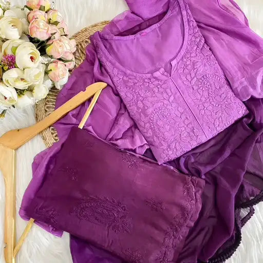 Ombre Reyon 3PC Chikankari Set