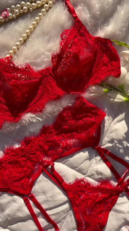 Cherry cake Red Lace Set