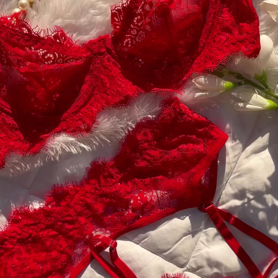Cherry cake Red Lace Set