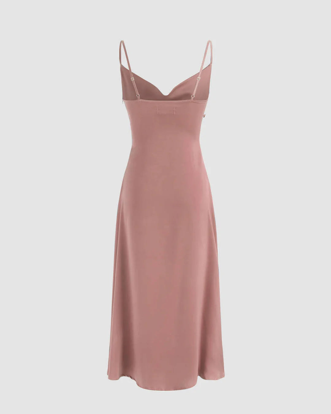 Solid Cowl Neck Slit Midi Dress