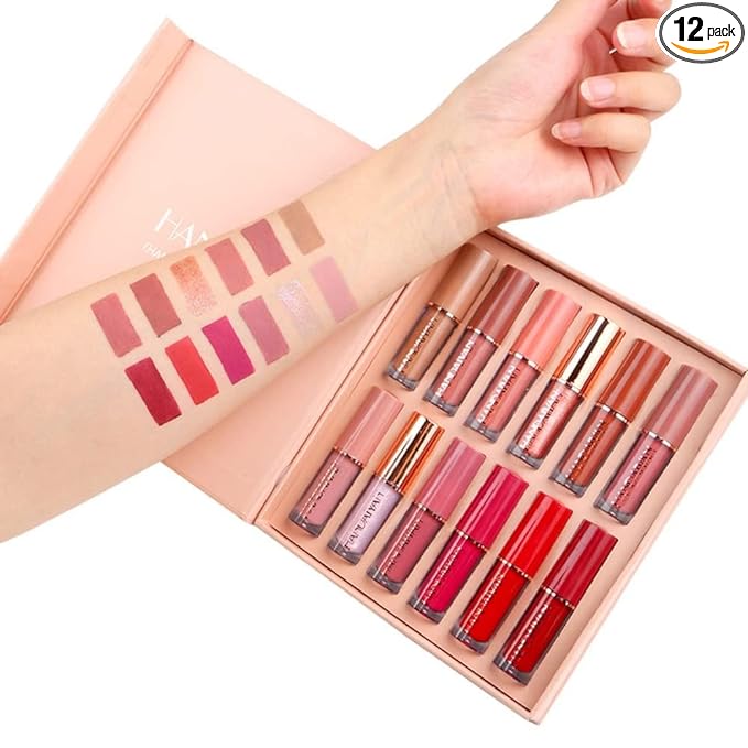 HANDAIYAN Liquid Matte Lipstick | 12 pcs set | Waterproof | Long lasting | Velvet Touch