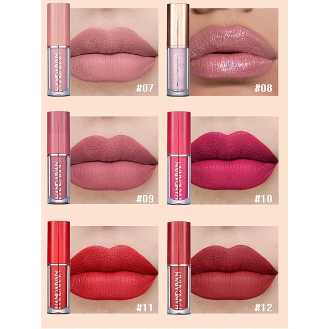 HANDAIYAN Liquid Matte Lipstick | 12 pcs set | Waterproof | Long lasting | Velvet Touch