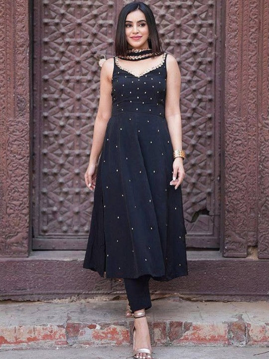 Ethnic Motifs Embroidered A Line Kurta With Trousers & Dupatta