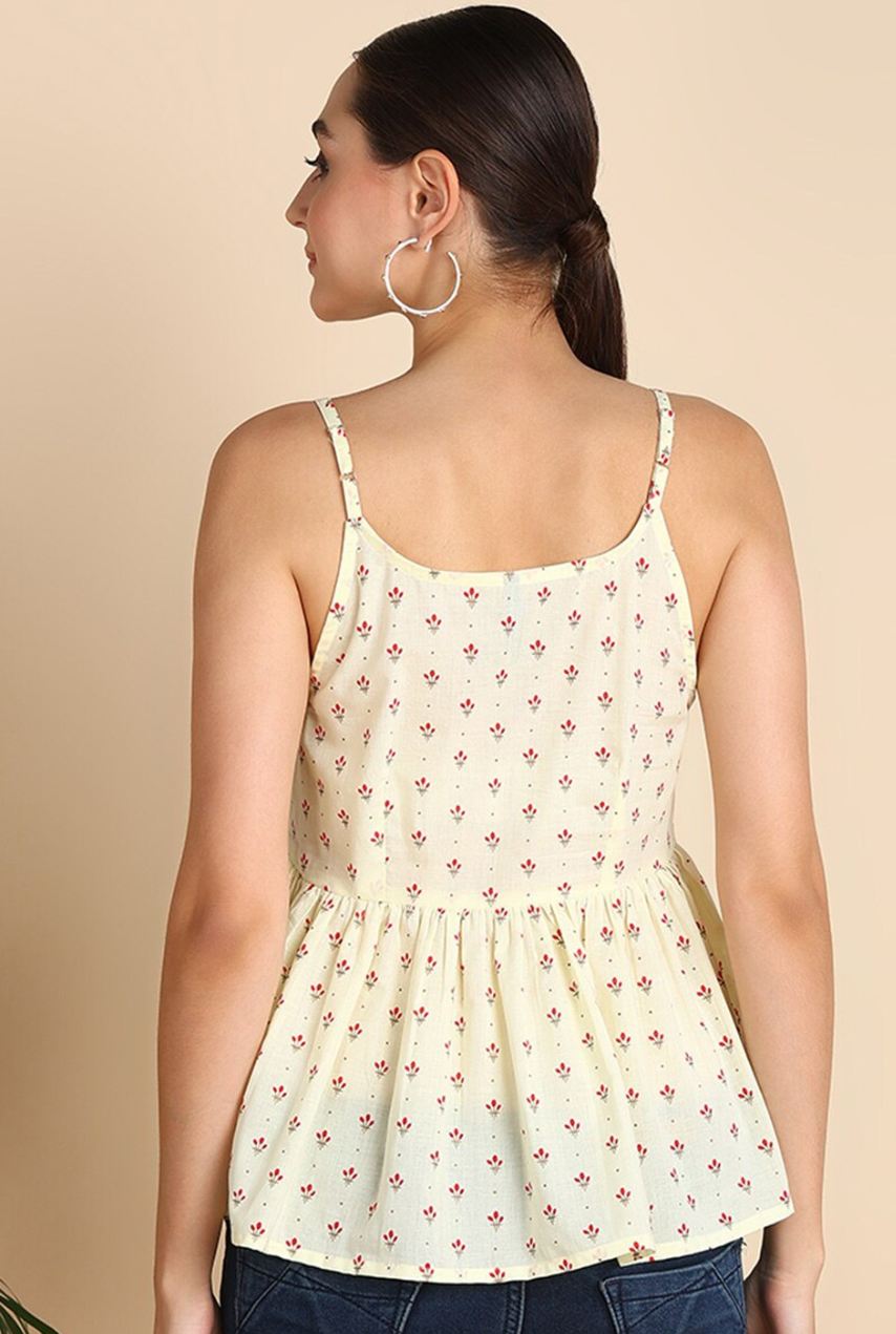 Combo of 2 Ethnic Motifs Printed Halter Neck Gathered Cotton Peplum Top