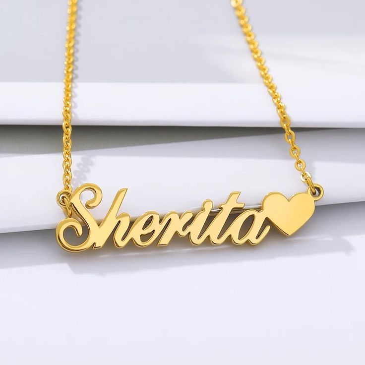 Personalized Single Name Necklace 22K Gold Plated Sterling Silver