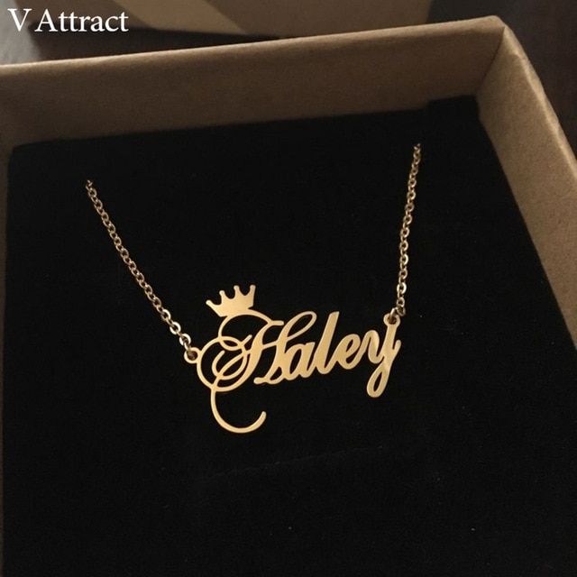 Personalized Single Name Necklace 22K Gold Plated Sterling Silver