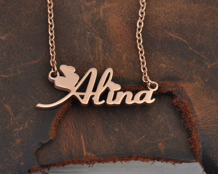 Personalized Single Name Necklace 22K Gold Plated Sterling Silver