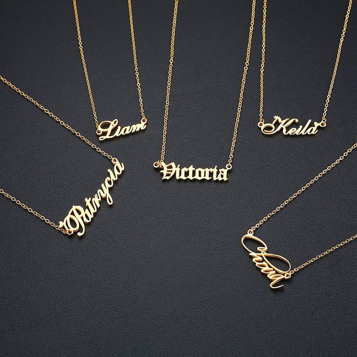 Personalized Single Name Necklace 22K Gold Plated Sterling Silver