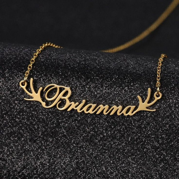 Personalized Single Name Necklace 22K Gold Plated Sterling Silver